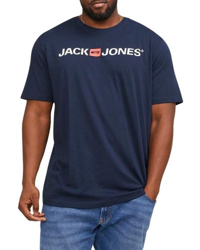 Jack & Jones Print- Big Size Übergrößen T-Shirt - Blau