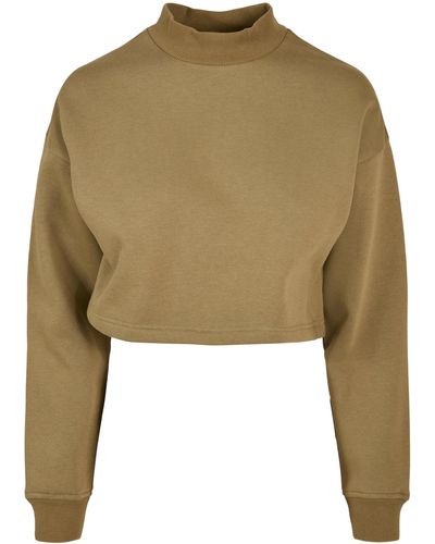 Urban Classics Sweater Ladies Cropped Oversized Sweat High Neck Crew (1-tlg) - Natur