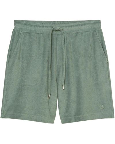 Marc O' Polo Shorts mit seitlichen Taschen und Logostickerei - Grün