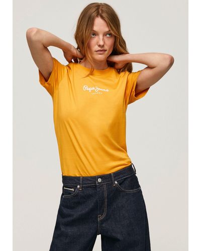 Pepe Jeans T-Shirt CAMILA (1-tlg) - Gelb