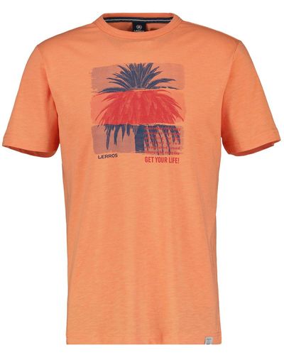 Lerros Rundhals T-Shirt mit Fotoprint - Orange