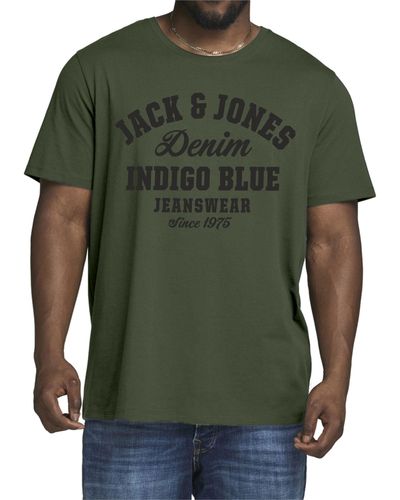 Jack & Jones Print- Big Size Übergrößen T-Shirt - Grün