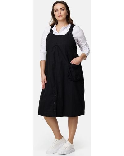 Kekoo A-Linien-Kleid Trägerkleid in Denim Look aus 100% Baumwolle - Schwarz