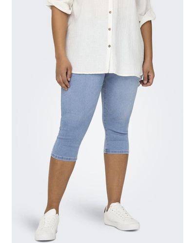 Only Carmakoma Shorts Plus Size Denim Hose Skinny Fit hohe Taille 7494 in Hellblau