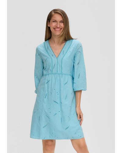 S.oliver Minikleid Kleid mit Lochmuster Tape - Blau
