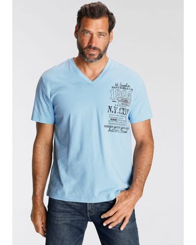 Man's World Man's World T-Shirt mit modischem Print - Blau