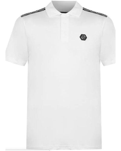 Philipp Plein Poloshirt Iconic Cult Tape Polo- Polohemd Hemd T-Shirt Top Ne - Weiß