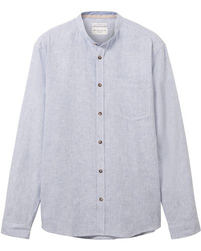 Tom Tailor Kurzarmshirt striped cotton linen shirt - Mehrfarbig