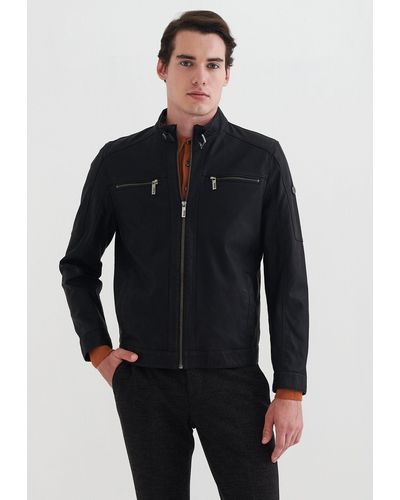 Pierre Cardin Outdoorjacke im angesagten Biker-Look - Blau