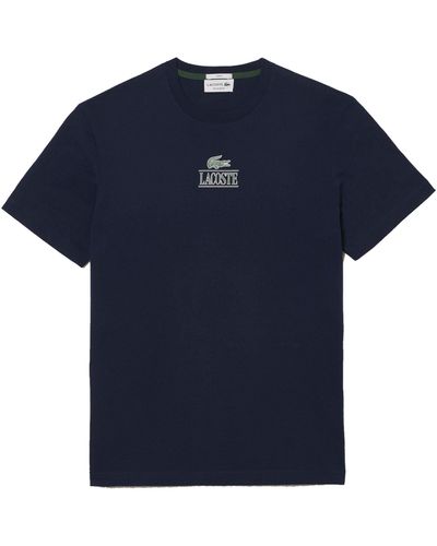 Lacoste T-Shirt Kurzarmshirt mit Label-Print (1-tlg) - Blau