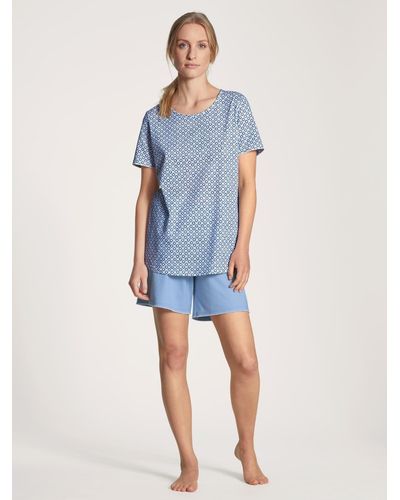 CALIDA T-Shirt DAMEN Pyjama kurz - Blau