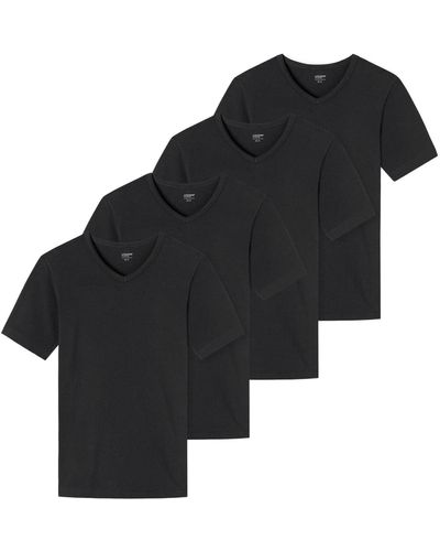 Uncover By Schiesser T-Shirt Basic hochwertig, weich, mit V-Ausschnitt im 4er Pack - Schwarz