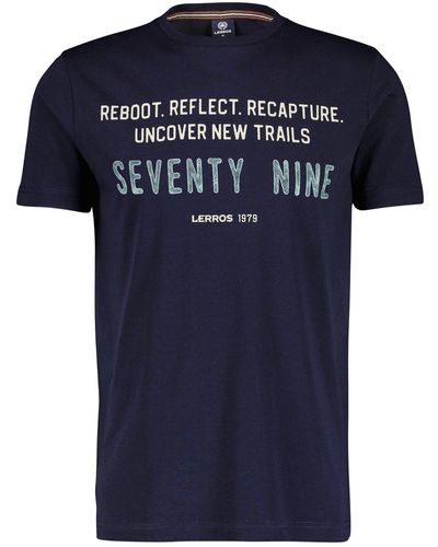 Lerros T-Shirt mit Brustprint *Seventy Nine* - Blau