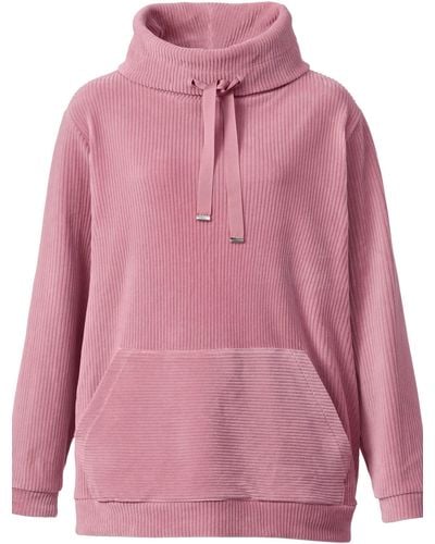 Janet & Joyce Sweatshirt -Sweater Ripp-Nicki Stehkragen Langarm - Pink