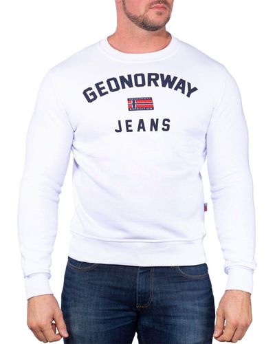Geo Norway Rundhalspullover Sweatshirt bagassier (1-tlg) Elegantes Design mit Logo - Weiß