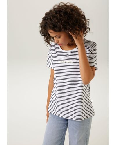Aniston CASUAL T-Shirt im Streifen-Dessin - Weiß