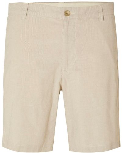 SELECTED Stoffhose SLHREGULAR BILL STRUCTURED SHORTS - Natur