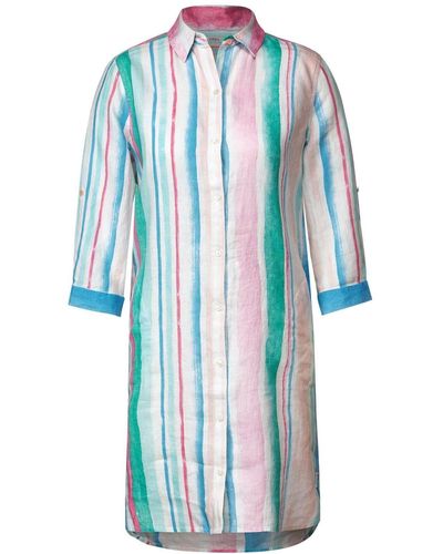 Cecil Sommerkleid LINEN_Polo Dress Multistripe - Blau