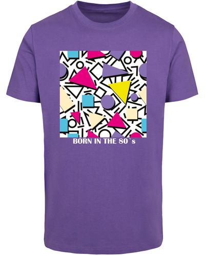 Mister Tee Geometric Retro T-Shirt Round Neck (1-tlg) - Lila