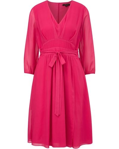 Comma, Maxikleid Kurzes Kleid mit Bindegürtel - Pink