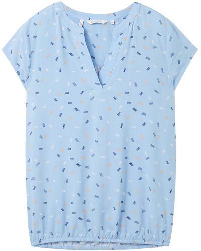 Tom Tailor Kurzarmbluse Bluse dünnes Kurzarmshirt (1-tlg) - Blau