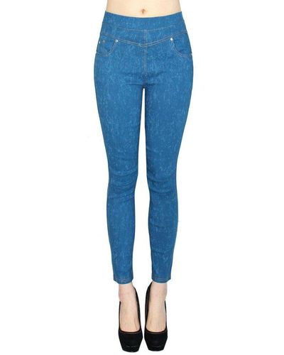 dy_mode Treggings Jeans Optik Röhren Hose Skinny Pants mit Elastischem Bund - Blau