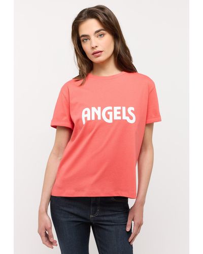ANGELS Rundhalsshirt T-Shirt Logo Print - Rot