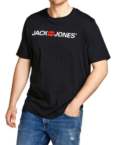 Jack & Jones Print- Big Size Übergrößen T-Shirt - Schwarz