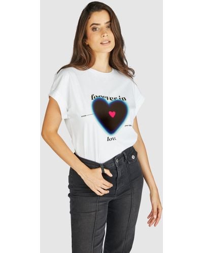 MARC AUREL T-Shirt mit "Heart"-Print - Weiß