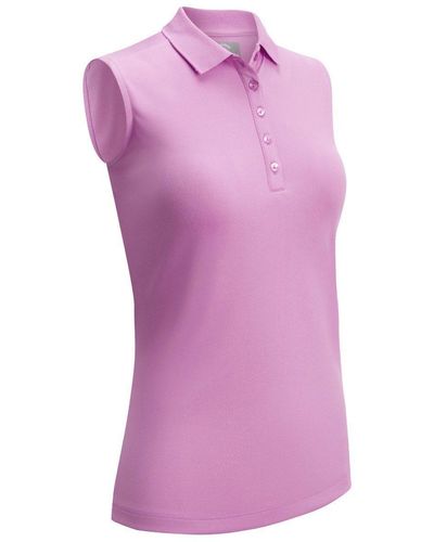 Callaway Apparel Poloshirt Solid Knit Sleeveless Polo Pink Sunset - Lila