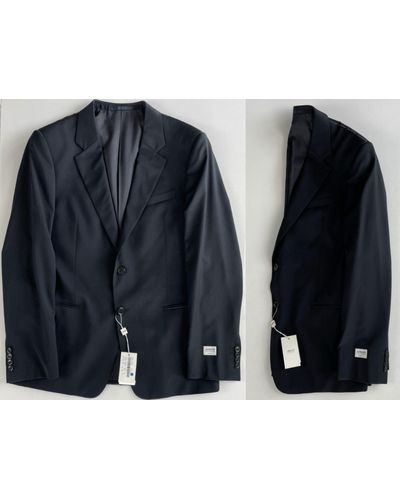 Armani X LINE Virgin Wool Anzug Sakko Regular Blazer Jacke - Schwarz