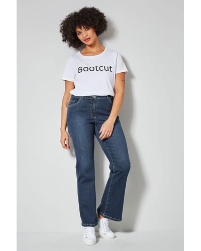 Dollywod Regular-fit- Bootcut-Jeans Stretchkomfort 5-Pocket mit Schlag - Blau