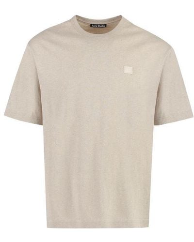 Acne Studios T-Shirt Face Nash Oatmeal Melange - Weiß