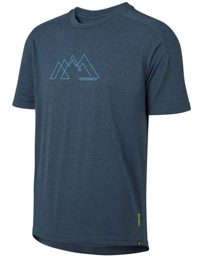 IXS -Shirts Flow Tech T-Shirt Mountainlogo - Blau KM- (1-tlg)