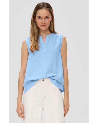 S.oliver T-Shirt mit Tunika-Ausschnitt Garment Dye - Blau