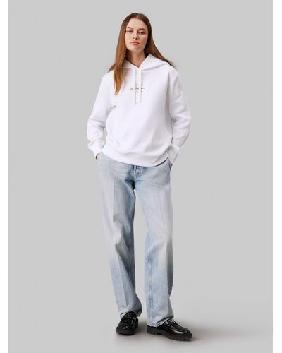 Calvin Klein Kapuzensweatshirt MONOLOGO REGULAR HOODIE mit Logoprägung - Weiß