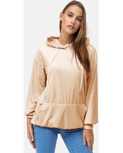 enflame Langer Kapuzen Pullover Oversized Hoodie Kleid Velours Sweatshirt (1-tlg) 3873 in Beige - Natur