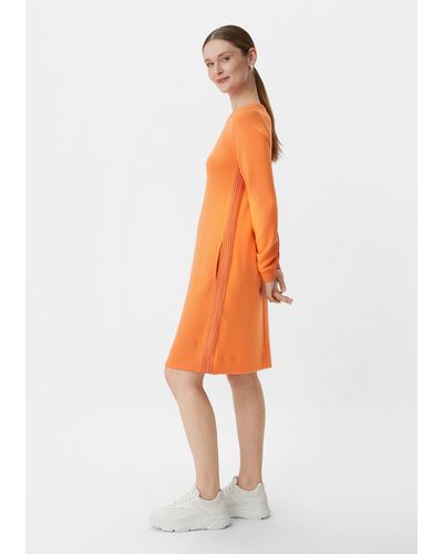 comma casual identity Maxikleid Scuba-Kleid mit seitlichen Details Logo - Orange