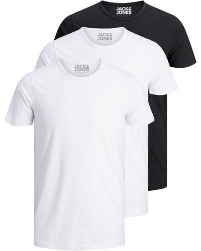 Jack & Jones T-Shirt Basic O-Neck (3-tlg., 3er Pack) etwas länger geschnitten, nicht zu kurz - Blau