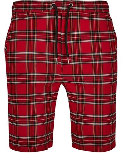 Urban Classics Stoffhose Checker Shorts (1-tlg) - Rot