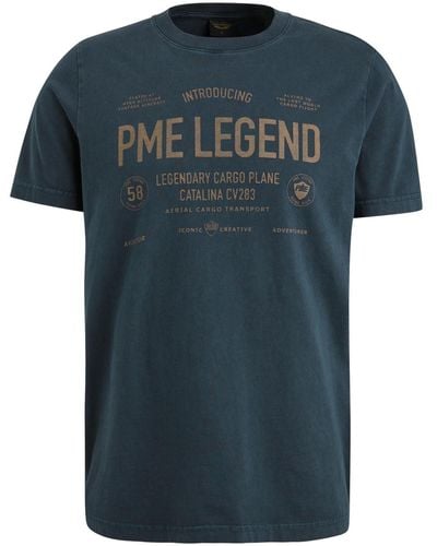 PME LEGEND T-Shirt Short sleeve r-neck single jersey - Blau