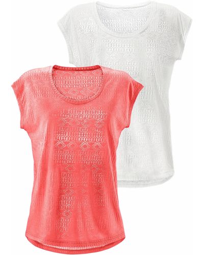 Lascana Shirt (2er-Pack) Ausbrenner-Qualität mit leicht transparentem Ethno-Design - Pink