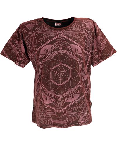 Guru-Shop Tibet & Buddhist Art T-Shirt, Flower of Life.. alternative Bekleidung - Rot