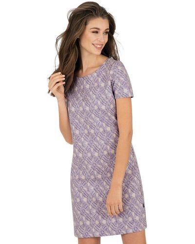 Trigema Jerseykleid Kleid mit modischem Allover-Print in Strickoptik (1-tlg) - Lila