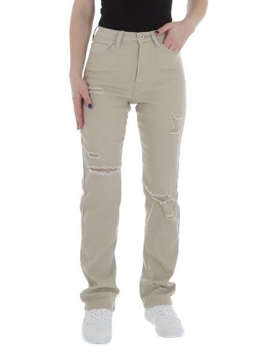 Ital-Design Freizeit (85989824) Destroyed-Look Stretch High Waist Jeans in Beige - Grau