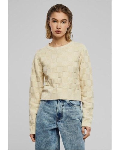 Urban Classics Rundhalspullover Ladies Check Knit Sweater - Natur