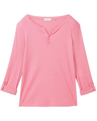 Tom Tailor Longsleeve T-Shirt Langarmshirt (1-tlg) - Pink