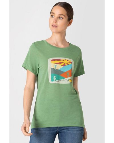 Super.natural Print- T-Shirt W MOUNTAIN ART TEE cooler Merino-Materialmix - Grün