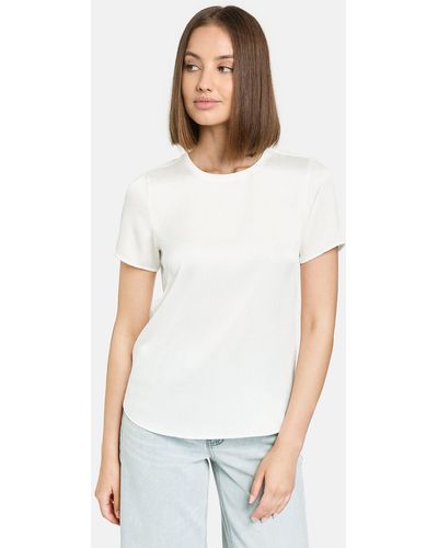 Taifun Kurzarmshirt T-Shirt mit Crinkle-Effekt - Weiß