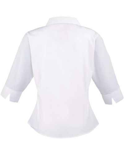 PREMIER 3/4 Arm Bluse Poplin Hemd Arbeitshemd Hemdbluse Tunika - Weiß